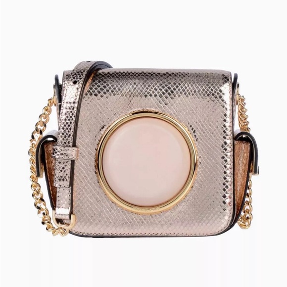 *FINAL* NWT $365 Michael Michael Kors Metallic Snakeskin Crossbody Camera Bag - Picture 3 of 10